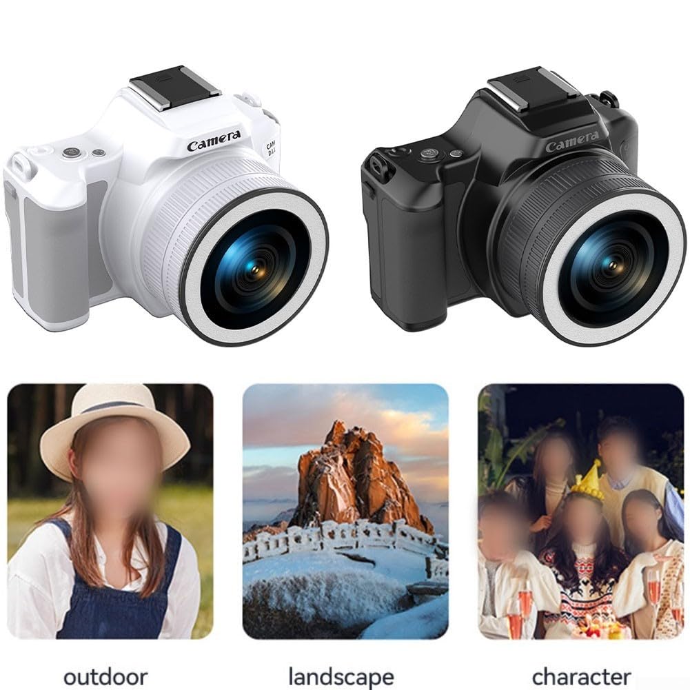 Aparat cyfrowy 48 MP 2K z 16-krotnym zoomem, przenośna kamera do vlogowania do fotografii, 2-calowy ekran HD, do połączenia OTG, 12 diod LED (czarna)