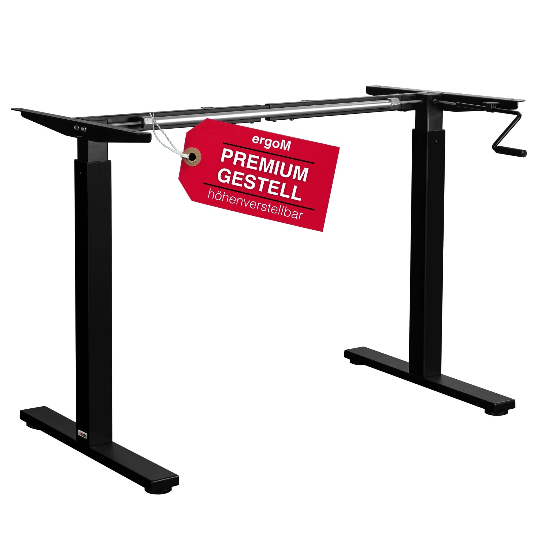 ergoM Schreibtischgestell höhenverstellbar mit Kurbel in schwarz I Tischgestell höhenverstellbar von 73-121cm I Höhenverstellbarer Schreibtisch manuell perfekt fürs Büro & Homeoffice (Schwarz)