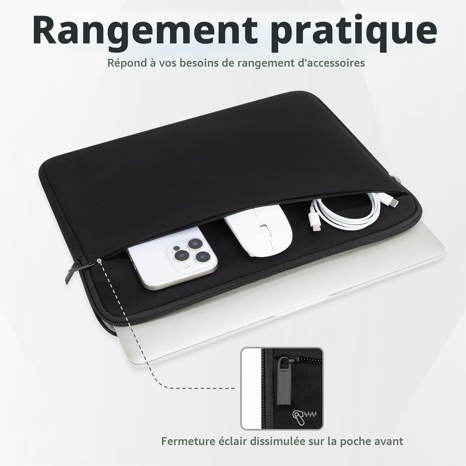 Housse pour Ordinateur Portable 15-16 Pouces Compatible MacBook ASUS HP Dell Sacoche Rembourrée