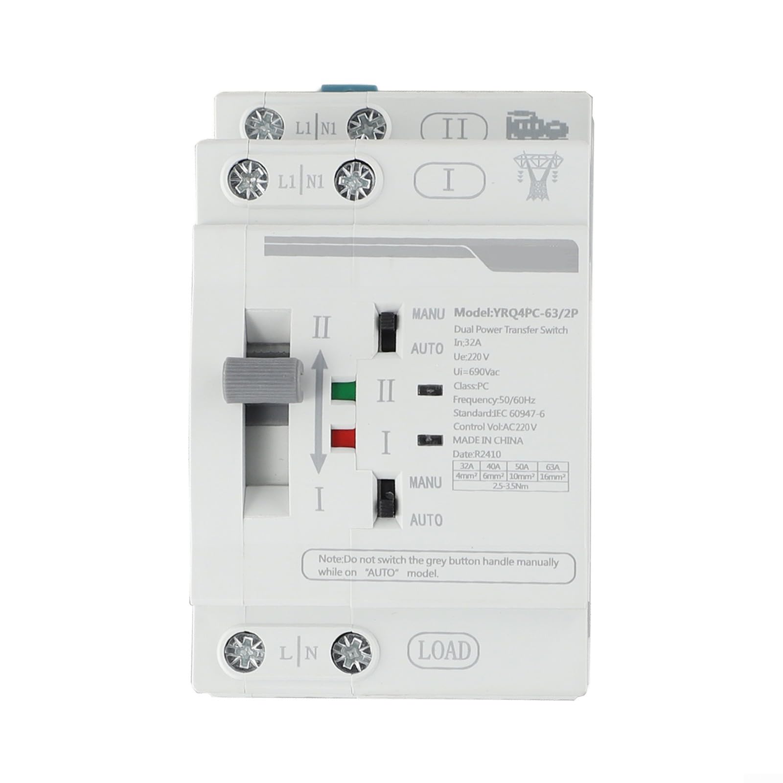 Automatischer Dual Power Für Ats Umschalter 220V, Netz Zu Generator Wechselstromschalter, PC Isolierung Für Wohnbereich(2P 32A)