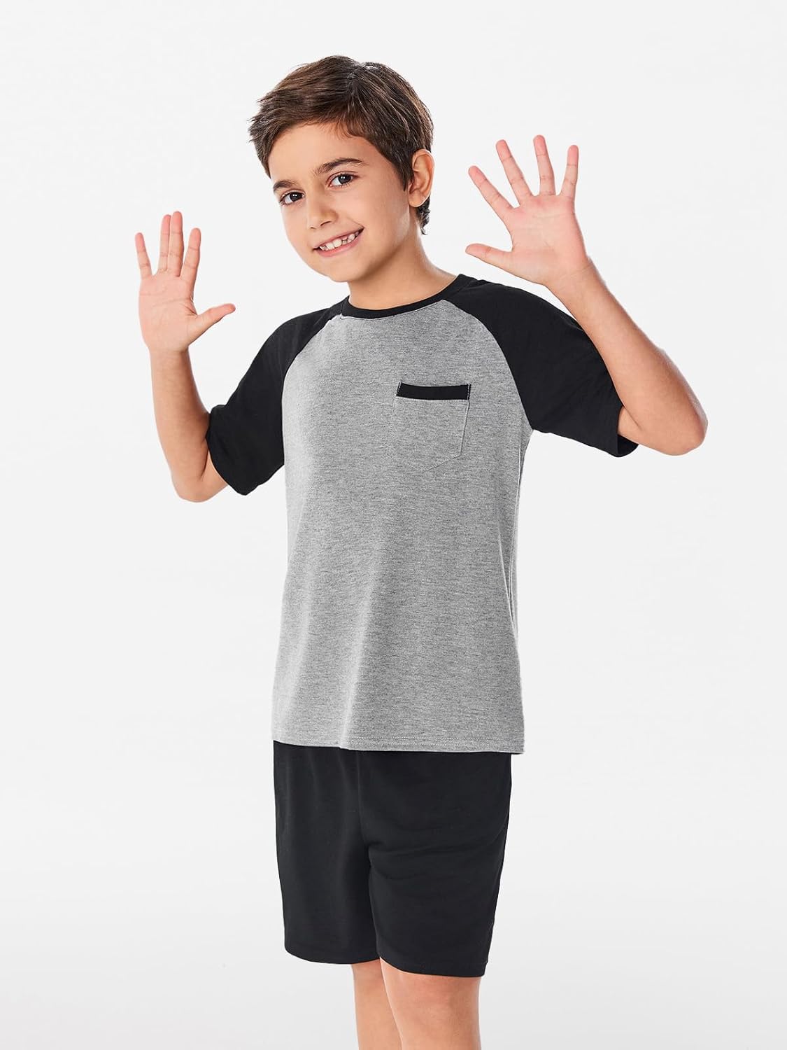 Haloumoning Boys Active Short Sets Short Sleeve Raglan T Shirt Tops and Shorts Kids 2 Piece Summer Outfits 4-14 Years - Image 4