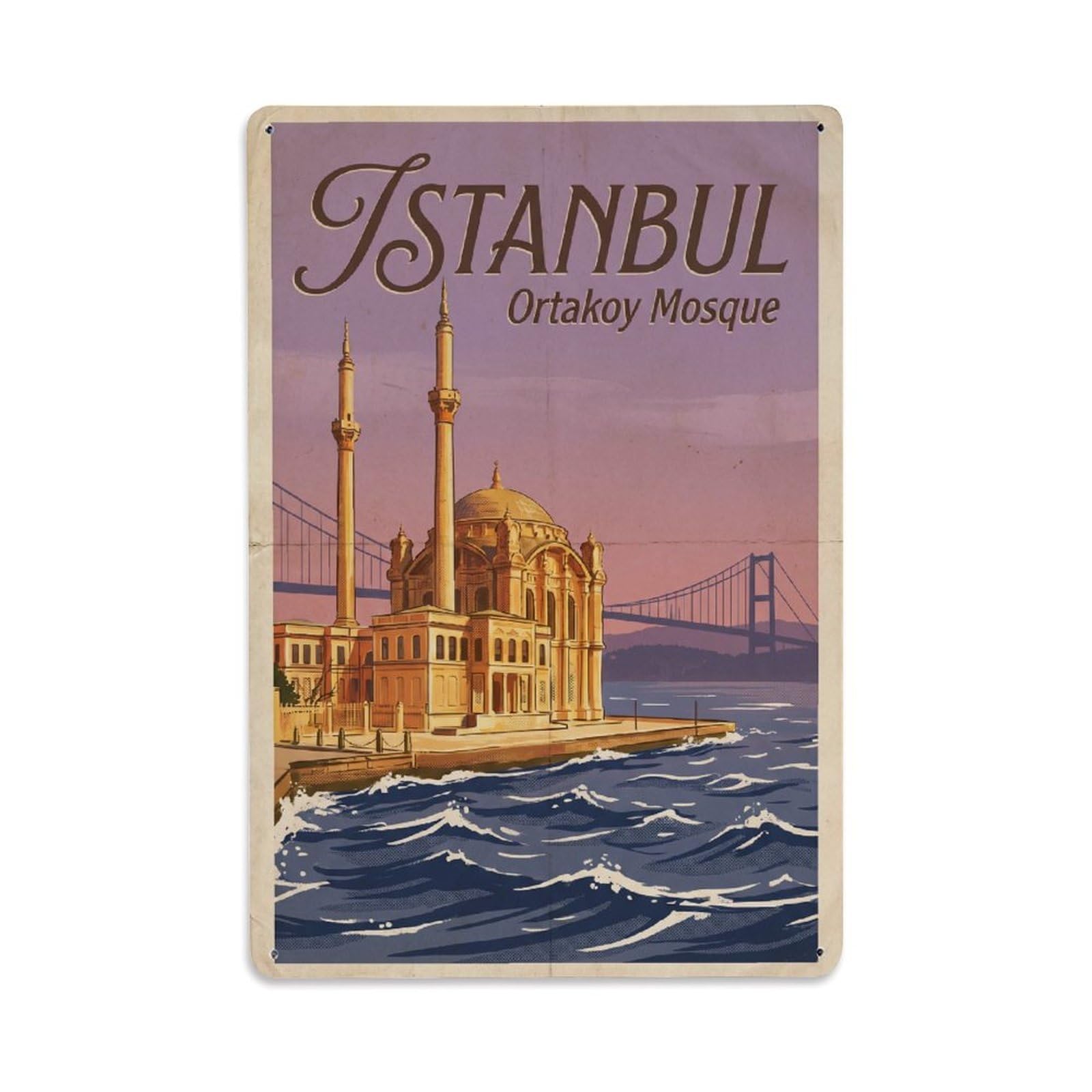 Gead 8X12inch Style Vintage Travel Istanbul Ortakoy Mosque Gateway Metal Tin Sign