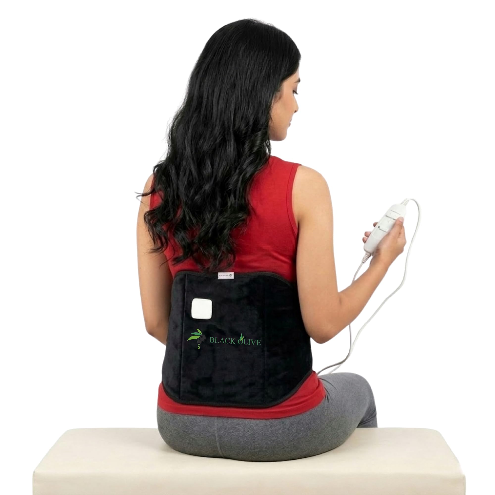 BLACK OLIVE® 2 in 1 Orthopaedic Electric Heating Pad for Back Pain + Period Cramps Relief | LARGE SIZE | Pain Relief Heating Belt with Temperature Controller for Lower Back, Knee, Shoulder, Cramps, and Neck Pain Relief | Velvet Black-image-9