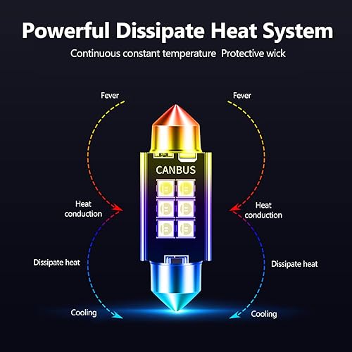Miniatura 5 de Yonput Juego de 4 bombillas LED para automóvil, juego de 4 bombillas LED para automóvil de 1.47 pulgadas de alto brillo, luz LED de doble punta sin