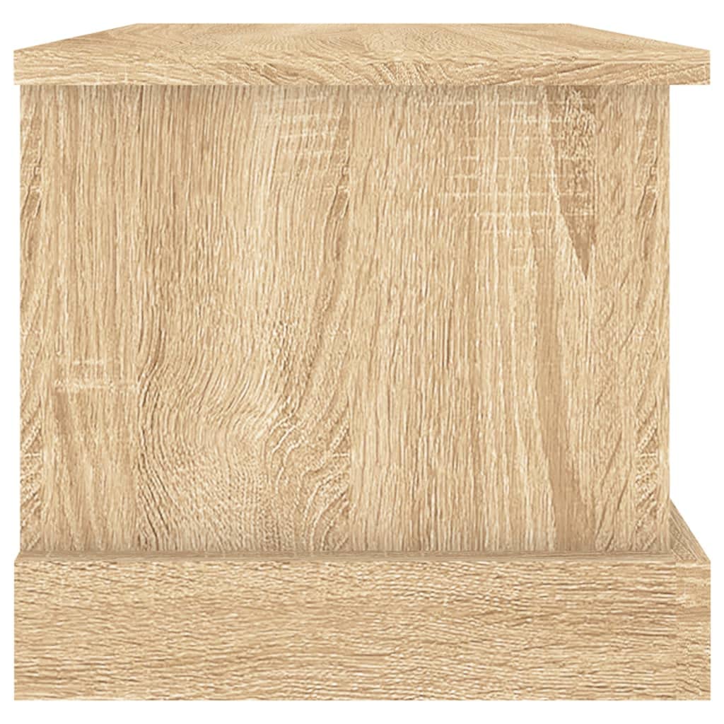 Aufbewahrungsbox Sonoma-Eiche aus Holzwerkstoff 50 x 30 x 28 cm mit Deckel multifunktionale Truhe für Schlafzimmer Wohnzimmer Kinderzimmer Flur als Sitzbank und Organizer