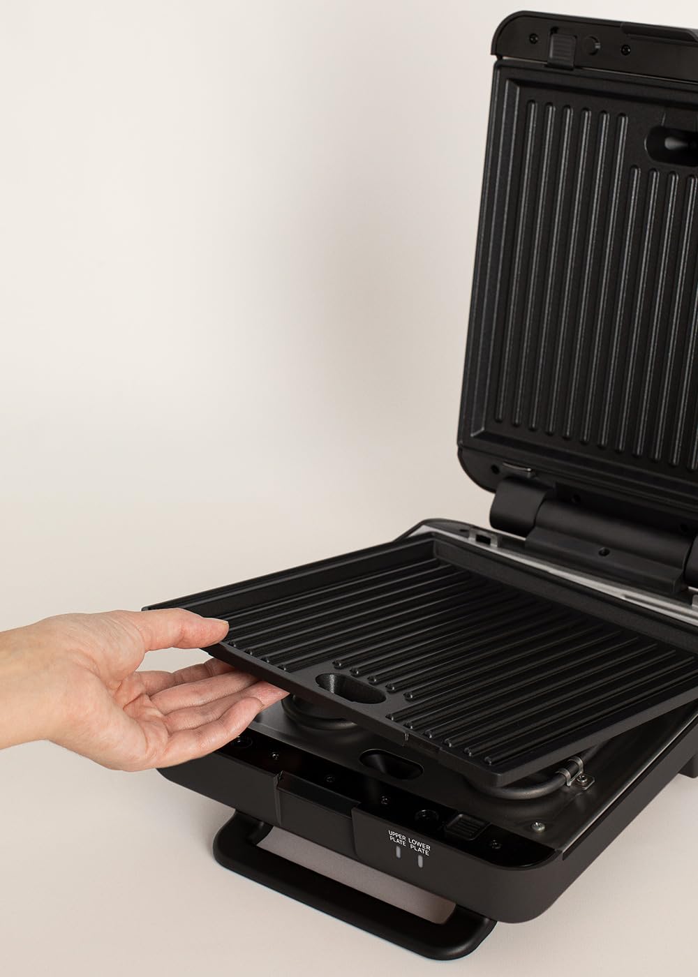 CREATE/STONE STUDIO/Sandwichera grill e waffle quadrupla nero / 3 piastre intercambiabili: Grill, Waffle e Sandwich, antiaderente, apertura 180º, 4 fette, spegnimento automatico, 1600W