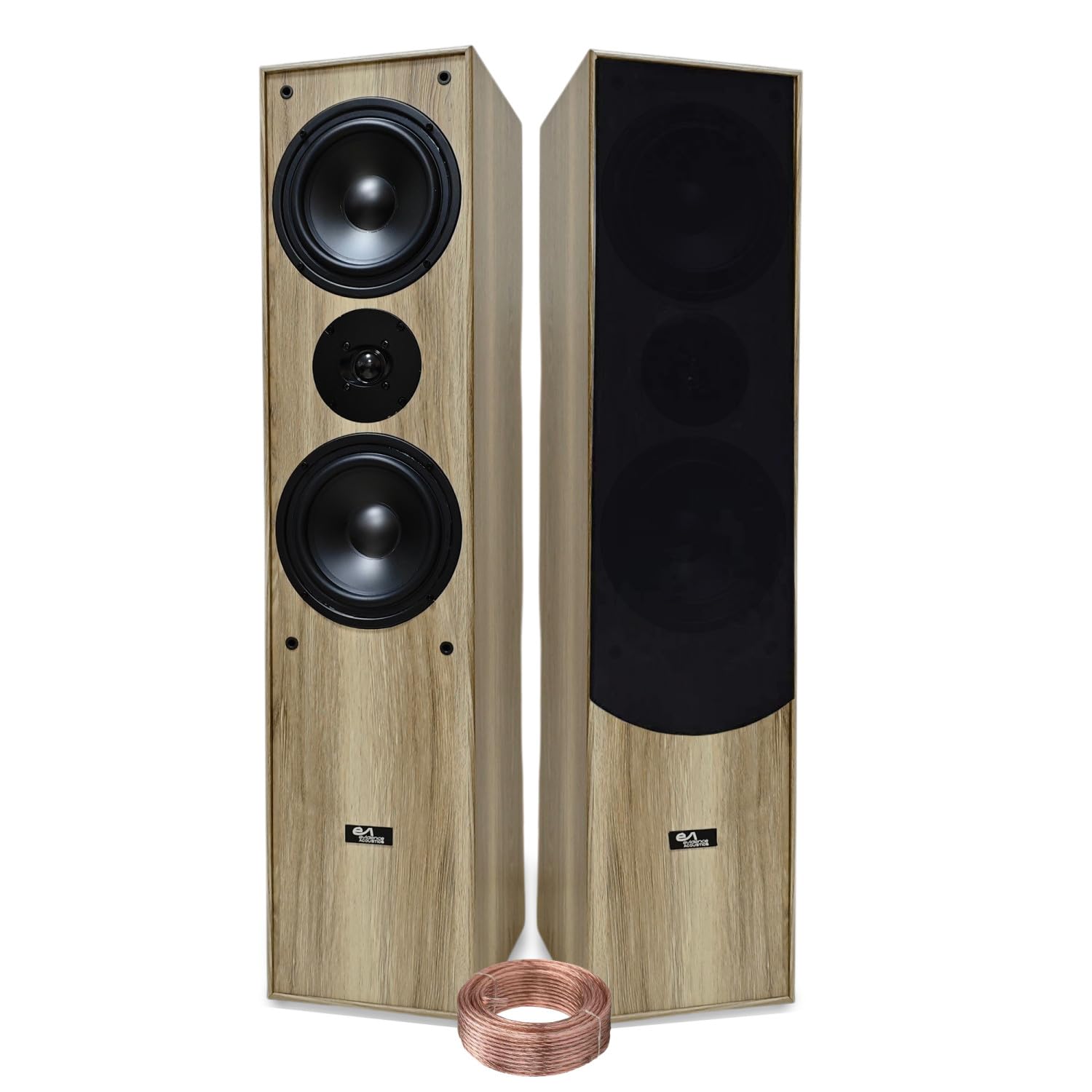 Evidence Acoustics Paire d'enceintes colonnes EA700-WOOD - HiFi Home-Cinéma - Bass Reflex 3 Voies - 2x500W PMPO - Chêne Clair, 1