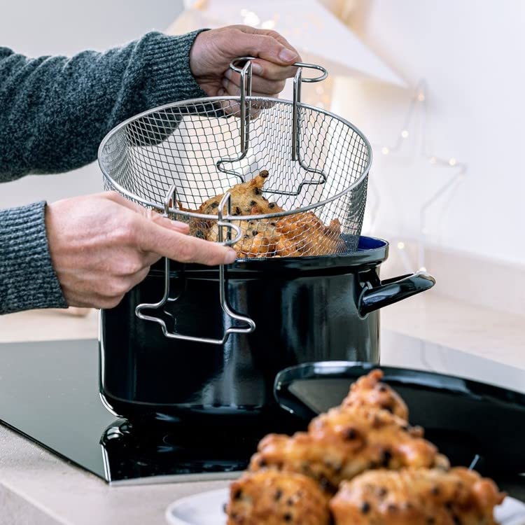 BK Fortalit Emaillierter Stahl Induktionskompatibel 24cm/3L Fritteuse Bratentopf mit Deckel, spülmaschinenfest, PFAS-frei, Schwarz – Bild 3