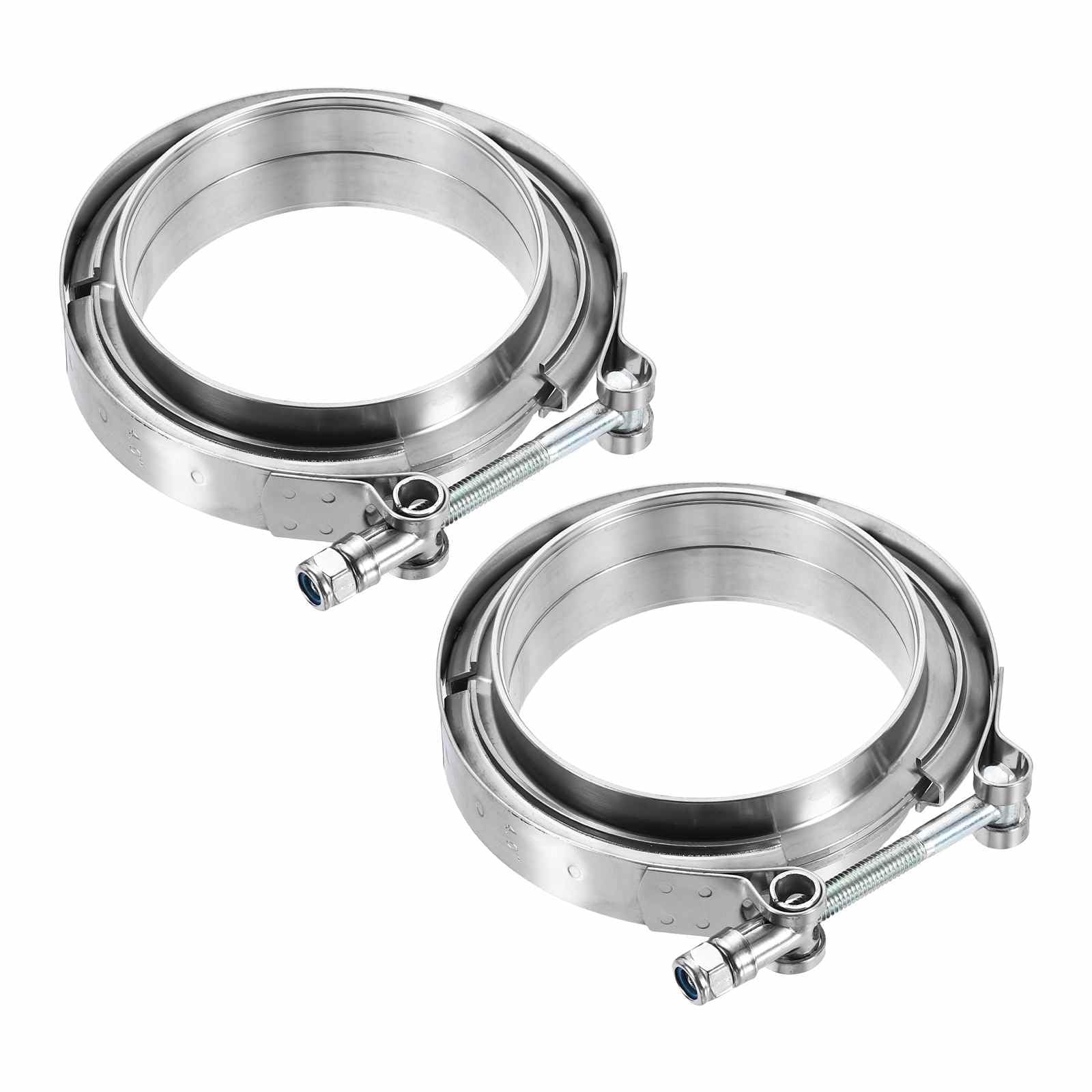 HARFINGTON 2pcs V Band Clamp with Flange 4 Inch 304 Stainless Steel Male Female V-Band Exhaust Clamp Flange Kit for Auto, Silver-image-7