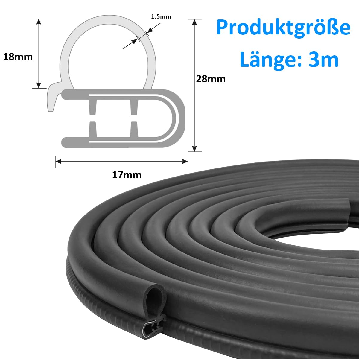 Guarnizione Per Portiera Auto 6m, Sigillante In Gomma Per Bagagliaio, Protezione Bordi Universale Per Auto, Barche, Camper E Camion