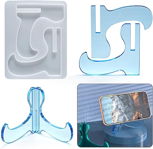 Miniatura 3 de Soporte para teléfono móvil Molde de silicona DIY Asamblea Teléfono móvil Marco de fotos Soporte de cristal Resina epoxi Molde de fundición