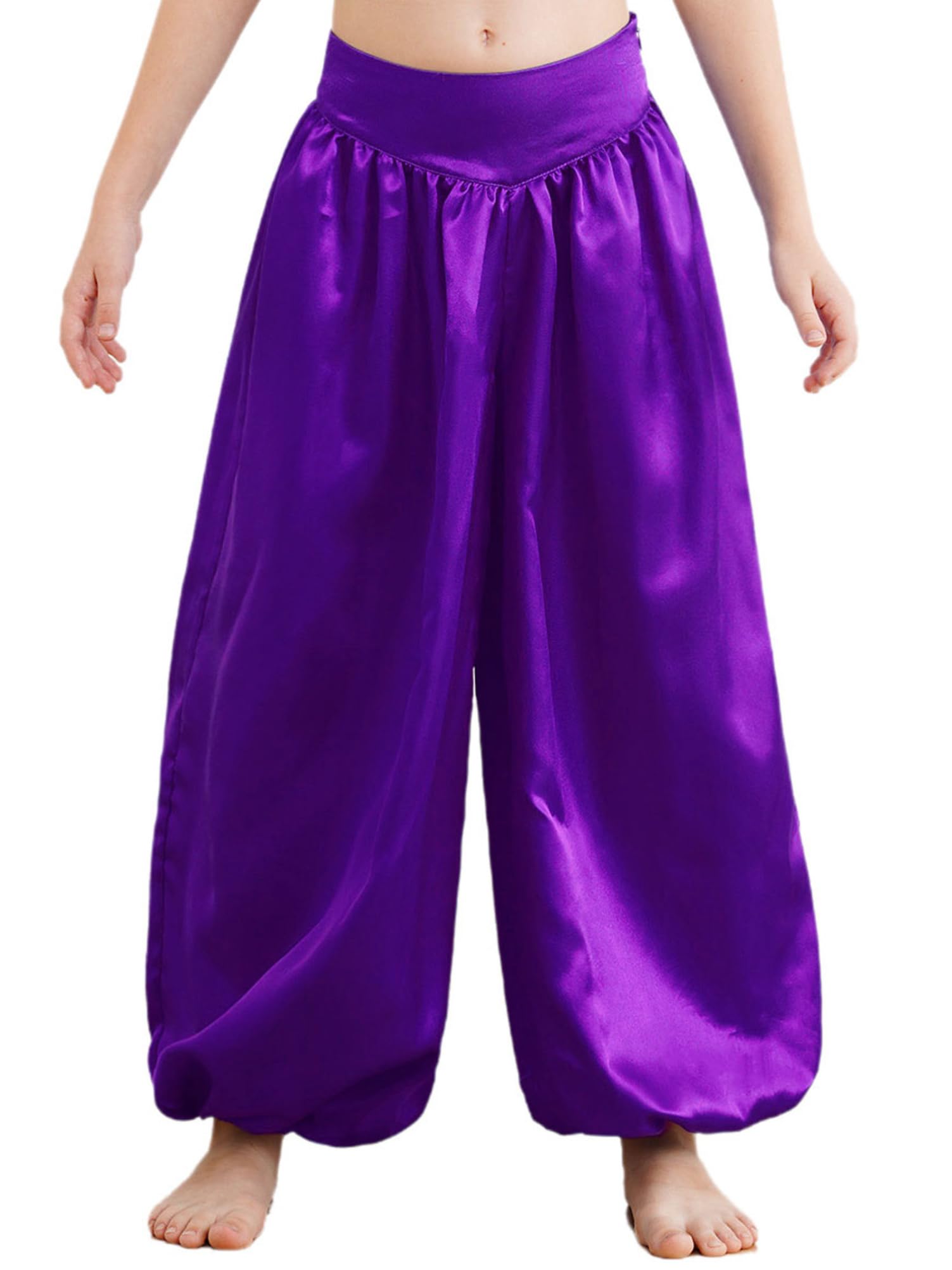 Alvivi Kids Boys Girls Satin Bloomers Belly Dance Pants Harem Loose Baggy Trousers Arab Prince Costume Dancewear