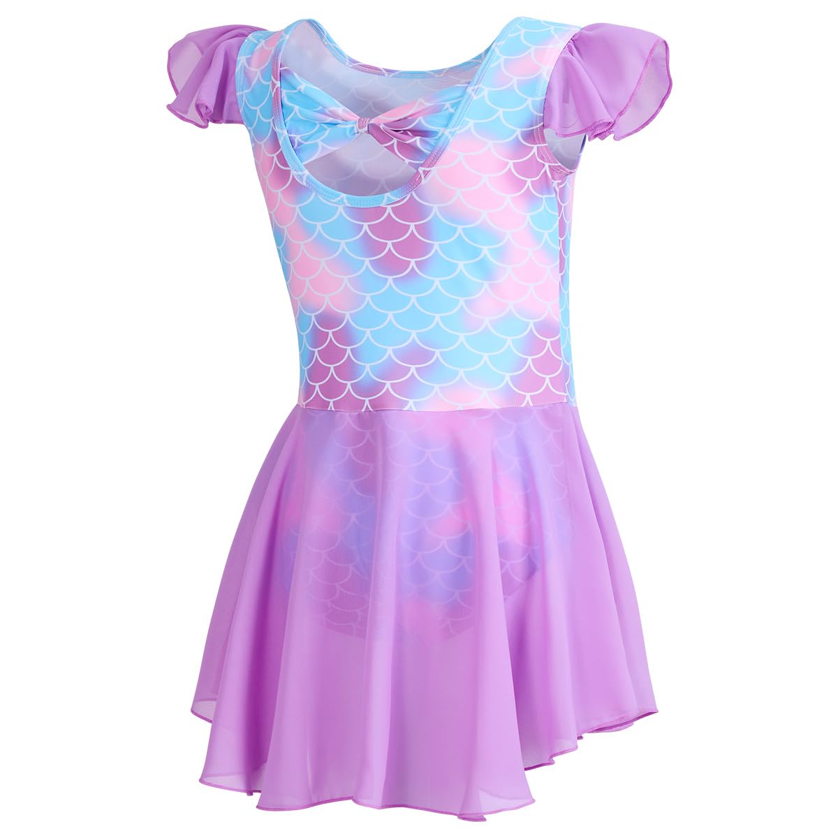 DIPUG Girls Ballet Leotards Toddler Shiny Dance Leotard Dresses with Ruffle Sleeve