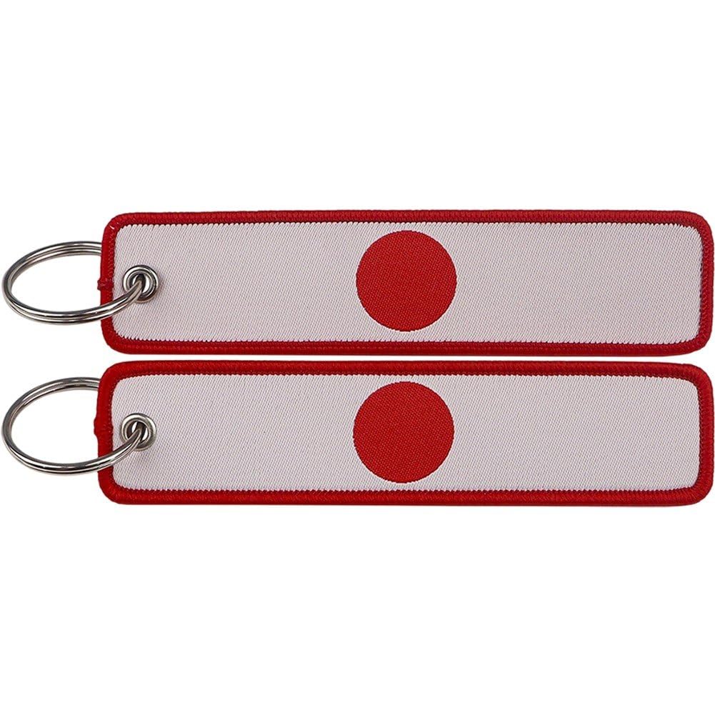 Sslvya 2 Pcs Japan Flag Keychain Tag with Key Ring, Patriotic Label Key Ring Country Flag Key Tag for Car Keys, Motorcycle