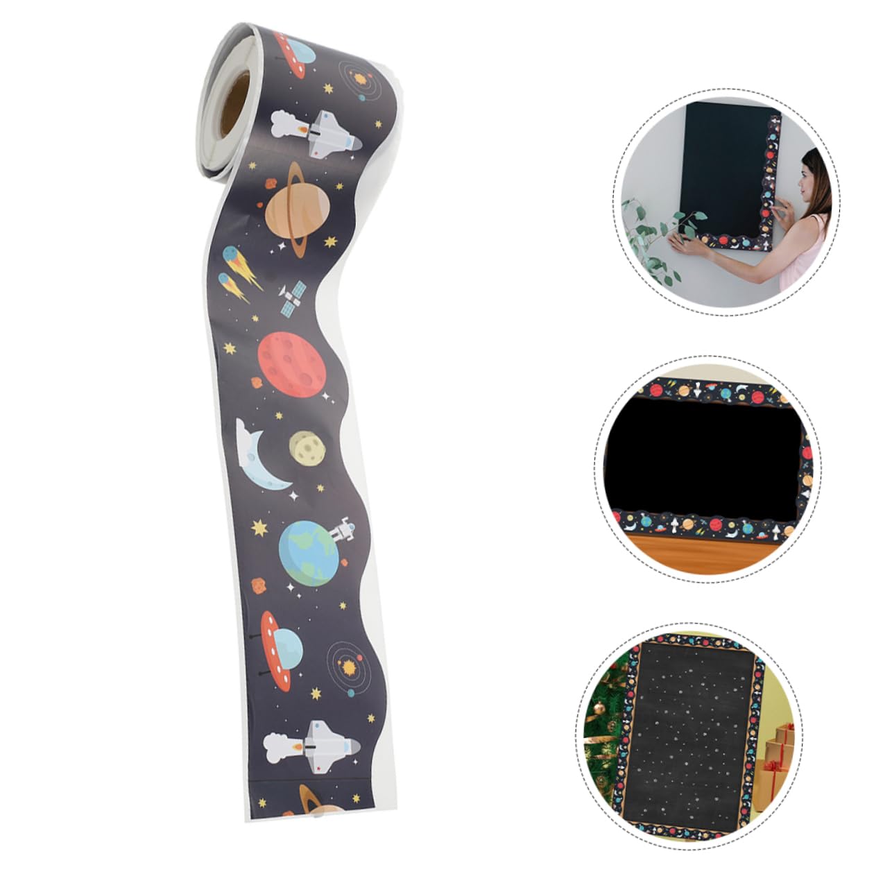Operitacx 2rouleaux Bordure Autocollante Espace et Planètes pour Tableau Affichage Décoratifs pour Rentrée Scolaire et Affichage Mural