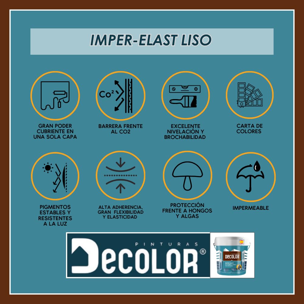 PINTURAS DECOLOR Revestimiento Impermeabilizante Elástico. IMPER-ELAST GRIS OSCURO. 4 LT