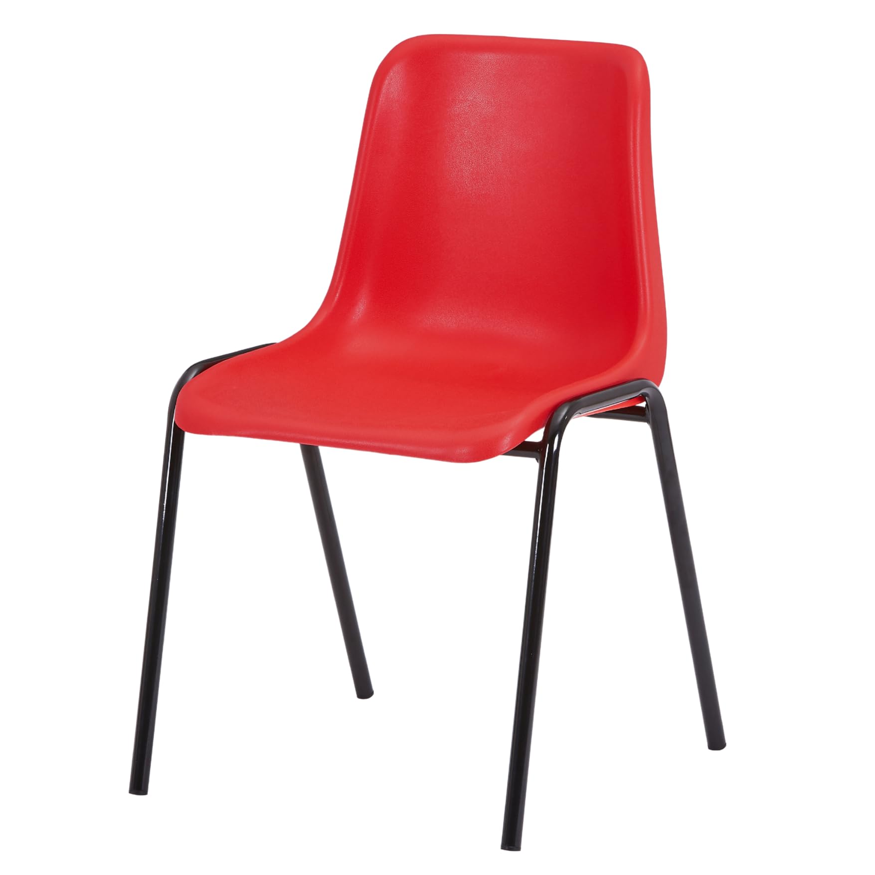 Durabull Red Plastic Stacking Chair - Indoor/Outdoor Seating for Home, Office, Classroom, Restaurant & Commercial Use - Steel Frame & Ergonomic Seat