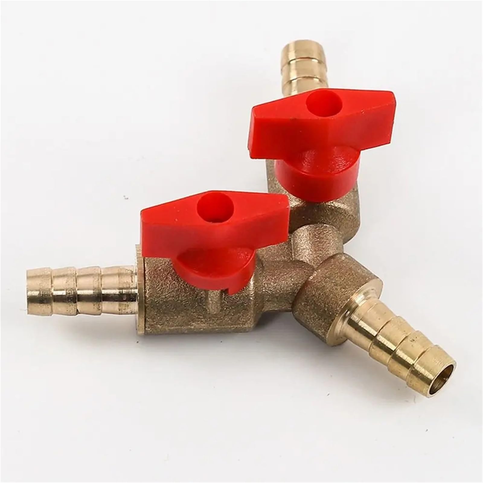 Juego de 4 accesorios de válvula de bola de latón tipo Y de 3 vías para combustible, gas, agua, aceite, aire 8 mm, 10 mm, 12 mm