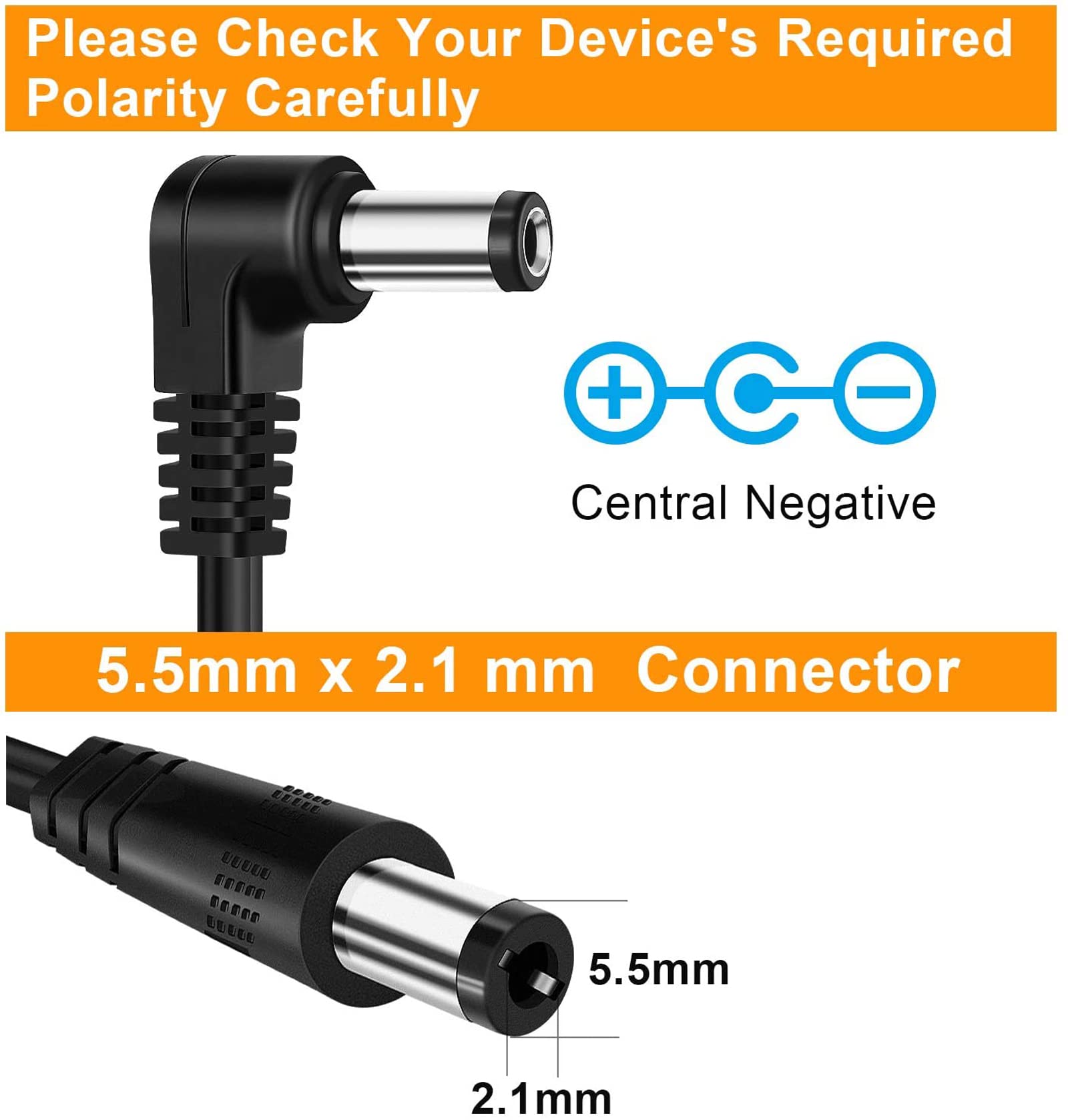 efektów gitarowych zasilacz sieciowy adapter 9 V 1,5 A 13,5 W ładowarka ścienna końcówka ujemna 5,5 x 2,1 mm z 5-drożnym kablem łańcuchowym