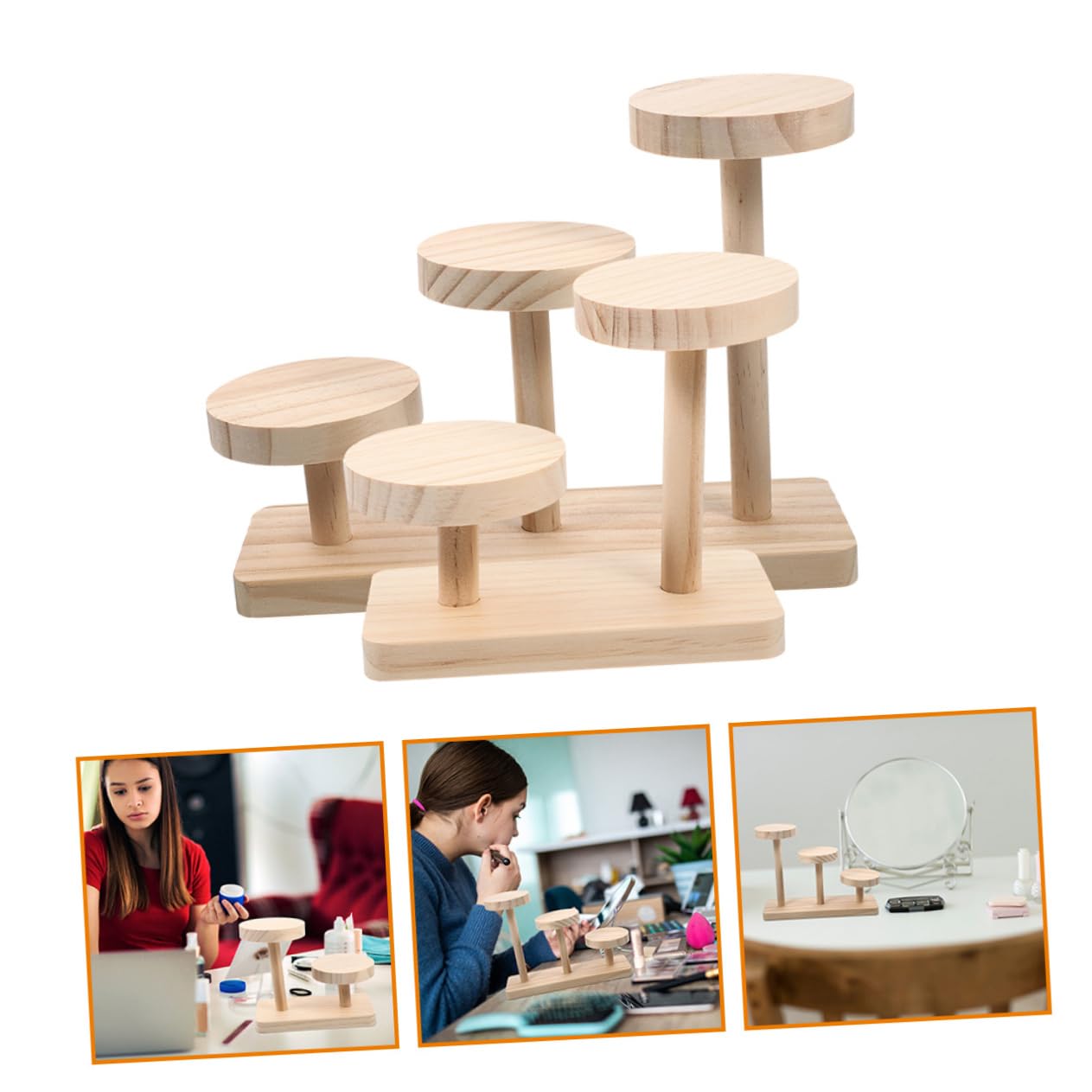 Zerodeko Espositore in Legno per Action Figure Bambole e Gioielli Supporto da Tavolo Scala Pioli Design Minimalista e Elegante