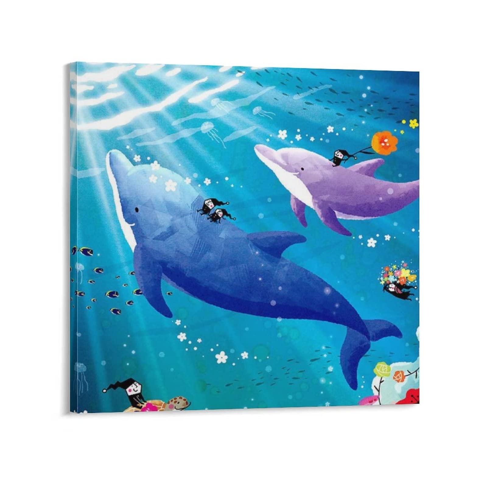 Amazon.co.jp: 海 イルカ「海の歌」イルカ絵画 芸術ポスター プリント