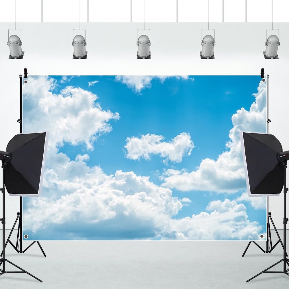 Amazon | Qinunipoto 青空背景布 空 雲 撮影布 1.5x1m 白い雲と水色の