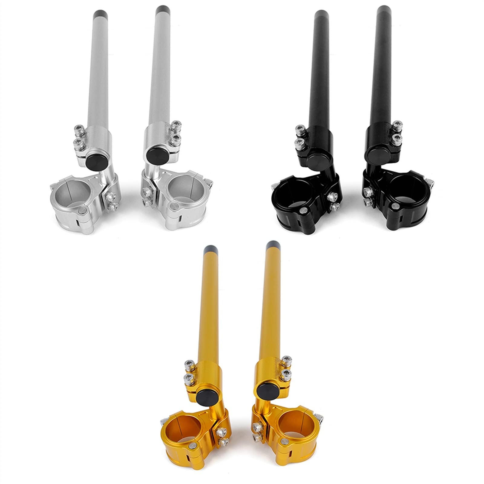 kit rialzo manubrio moto 37mm 45mm 51mm 52mm 58mm CNC Motorcycle Racing Riser Sollevato Superiore Clipon Clip On Manubrio Regolabile Manubrio Morsetto Forcella rialzo manubrio moto ( Size : Sliver 52m
