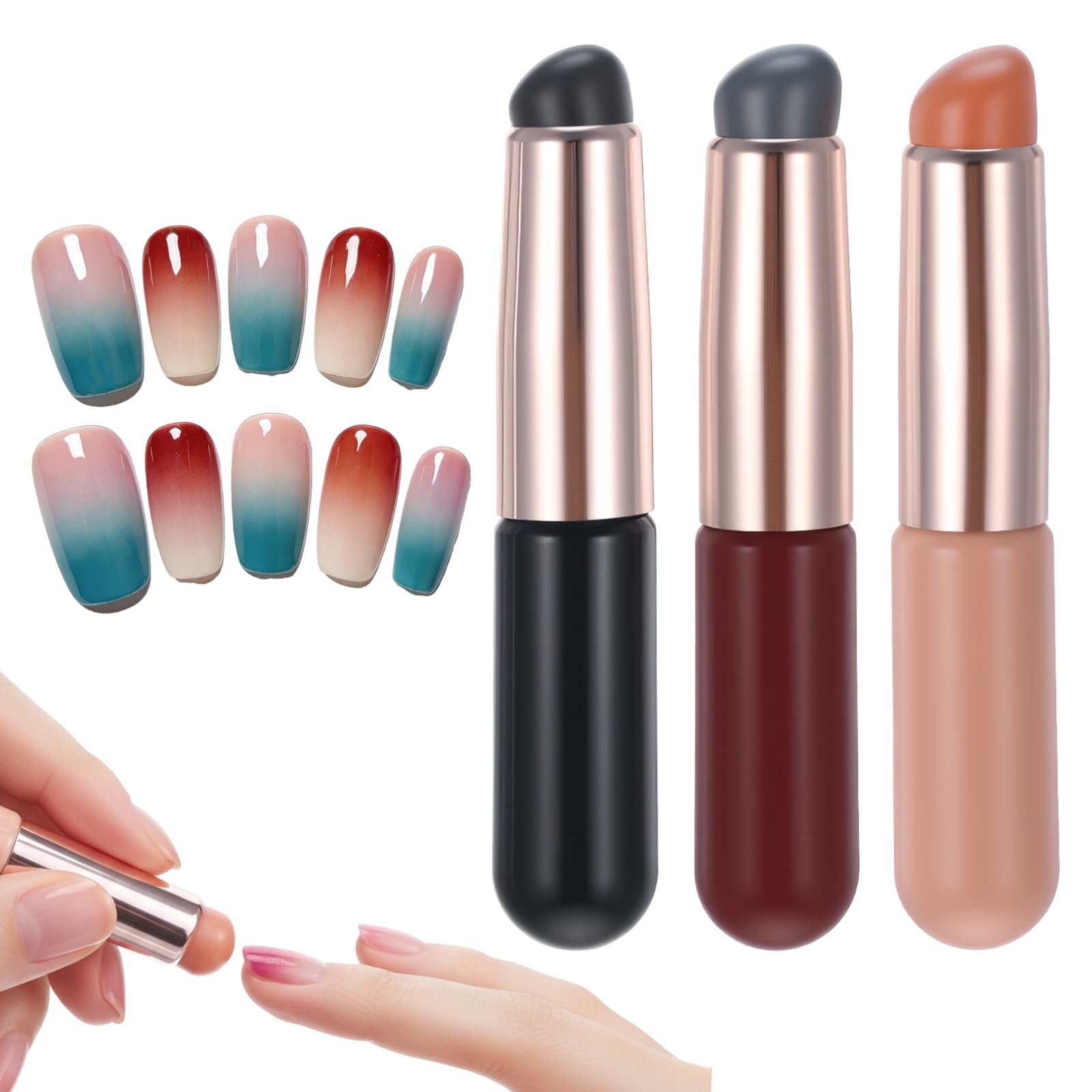 Photo 1 of ***PARTIAL SET/ ONLY 2 PCS*** Ocapind 3 Pcs Nail Art Tools Silicone Ombre Nail Brush Reusable Gel Polish Brush Nails Gradient Brushes Nails Painting Applicator for DIY Stamping Manicure Tool Beginners Professionals