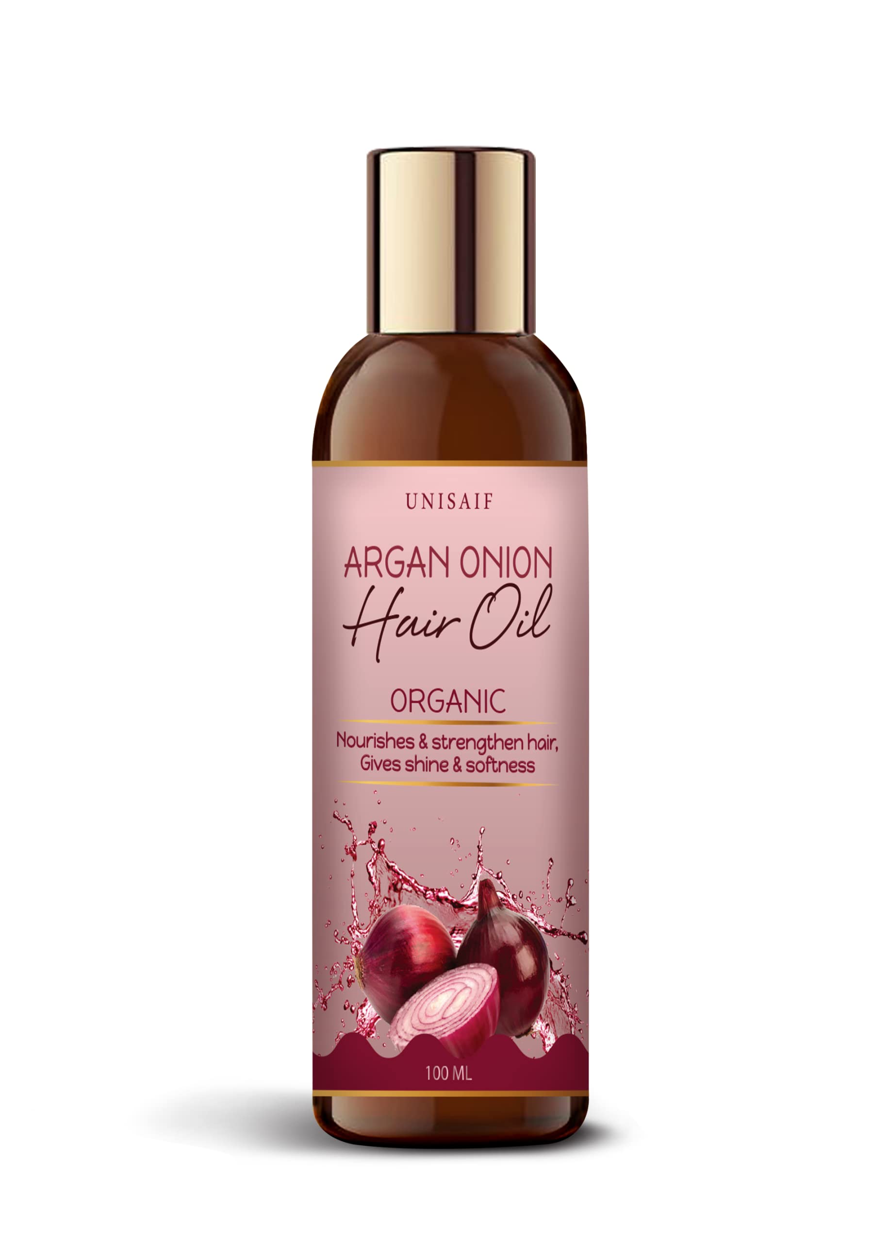Argan Onion Hair Care Oil - Organic Chemical Free Hair Oil for Dry Damaged Hair and Growth | Nourishes & Strengthen Hair | Shine & Softness (100 ml)