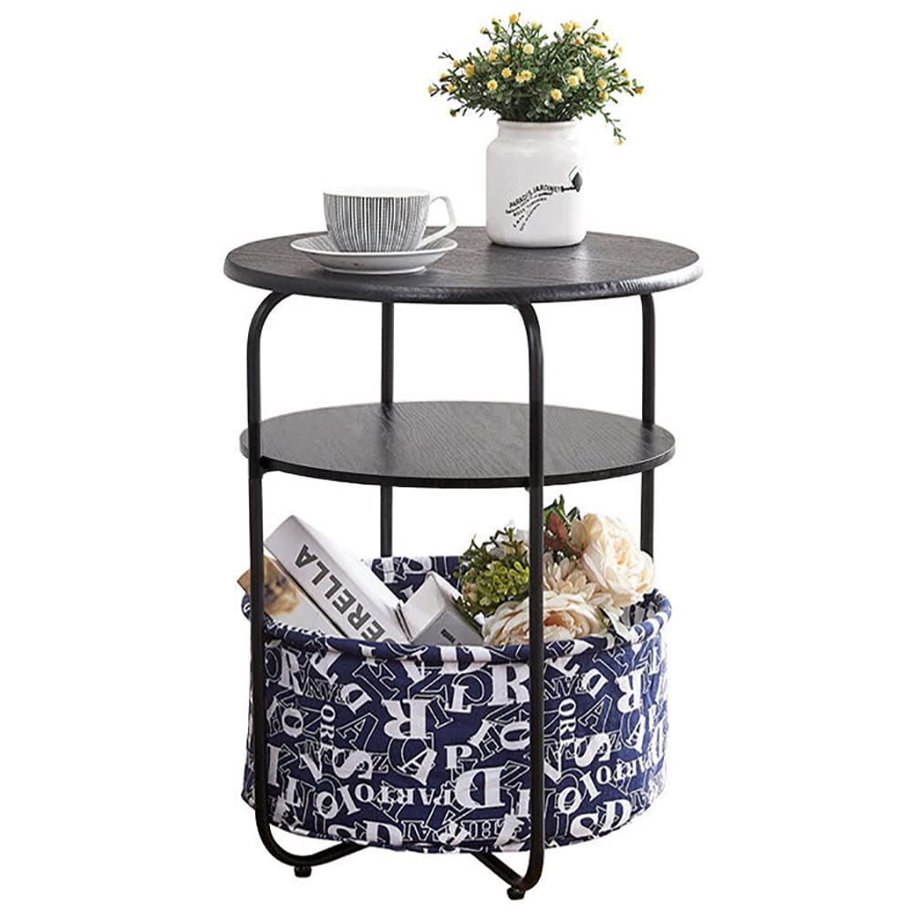 TOMVAES Round Storage End Table,Sofa Tea Coffee Table,Bedside End Table,Nightstand,Coffee Round Table with Detachable Tray Top,Sofa Side Snack Table,for Living Room Bedroom (three floors)