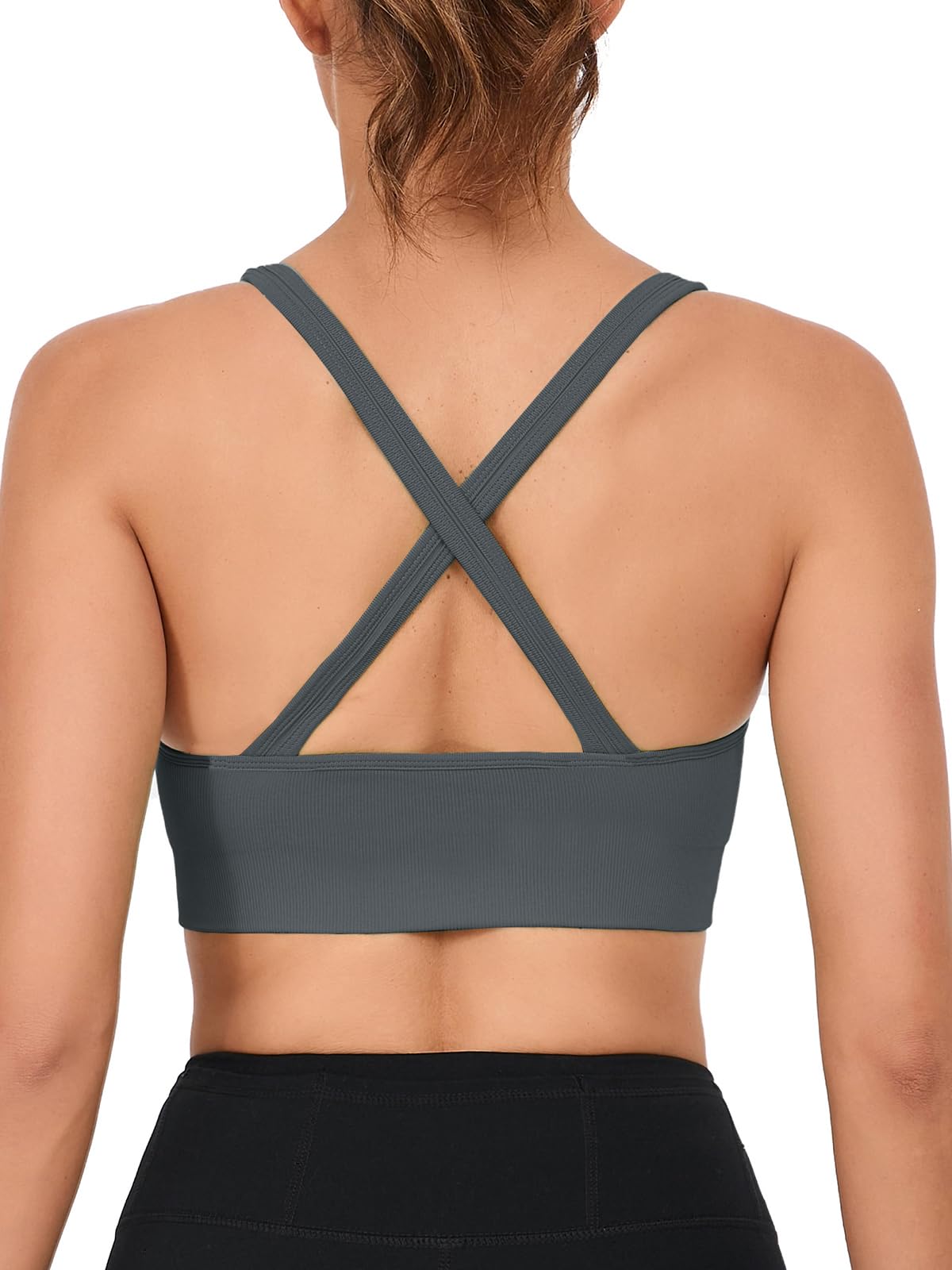 RUNNING GIRL Sports Bras for Women,Seamless Strappy Sports Bra High Support Crisscross Back with Removable Pads