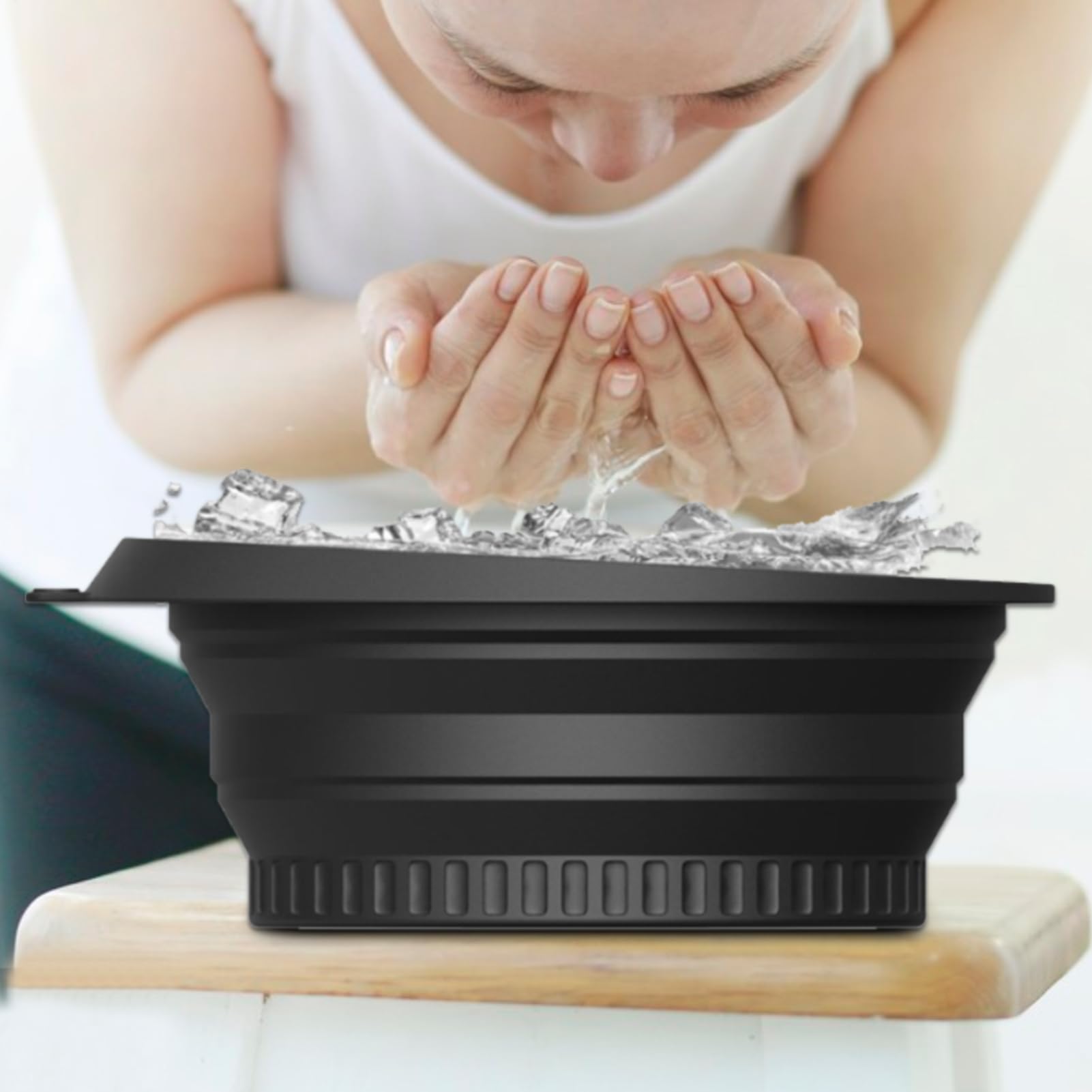 Cuenco De Hielo De Silicona Para Cara, Cuenco De Baño De Hielo Facial, Ice Face Bowl, Lavabo Plegable Con Bandeja De Hielo Incorporada, Para La Cocina De Viaje A Casa