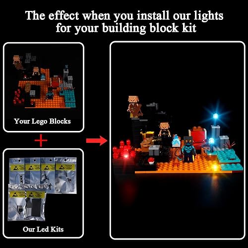 Miniatura 2 de Kyglaring Kit de iluminación LED para Lego Minecraft The Nether Bastion Set 21185 (sin modelo)  Juego de luces compatible con juguete de acción de