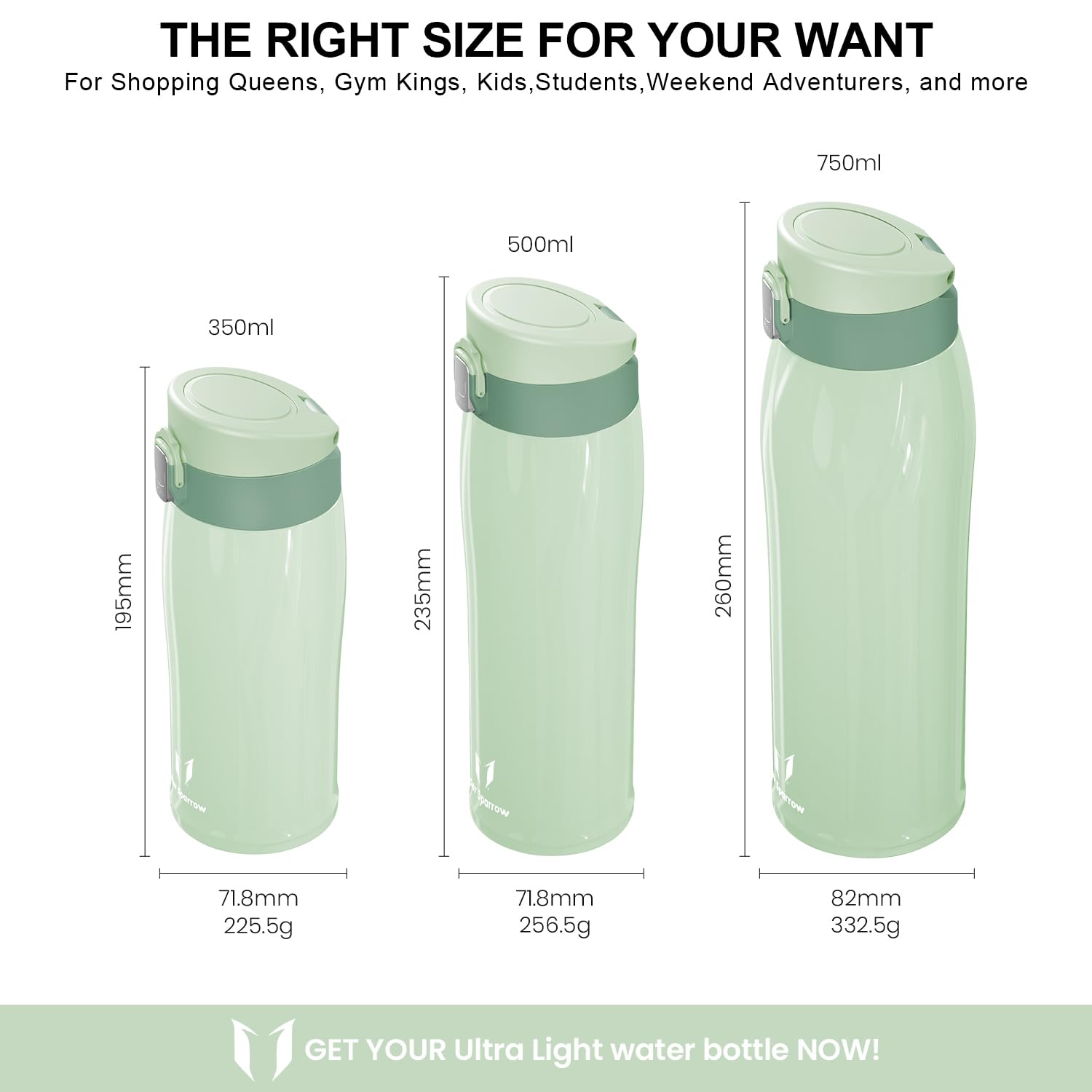 Super Sparrow Borraccia Termica Cannuccia, Borraccia in Acciaio Inox - 350ml, 500ml, 750ml - Senza BPA Tazza Borracce Termiche, Bottiglia Termica per Bambini, Scuola, Sportiva