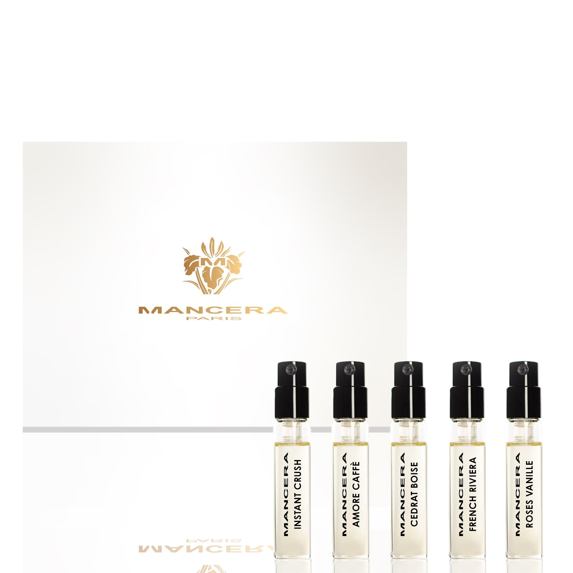 Mancera Discovery Set – 5 x 2ml Luxury Fragrance Sample Set | Instant Crush, Amore Caffè, Cedrat Boisé, French Riviera, Roses Vanille