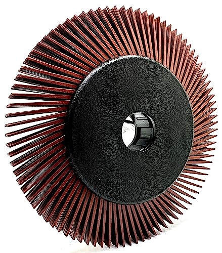 Image of Radial Bristle Brush, 6 in x 1 /2 in x 1 in 36 Grit (Brown) with Adapter (Pack of 1)