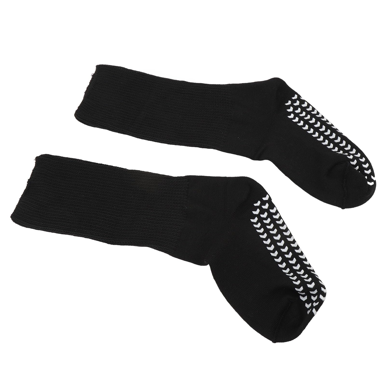 Wide Knitted Socks Stretch Non Binding Socks with Grips for Men Women Black Applicable for Leisure Exercise (S M)