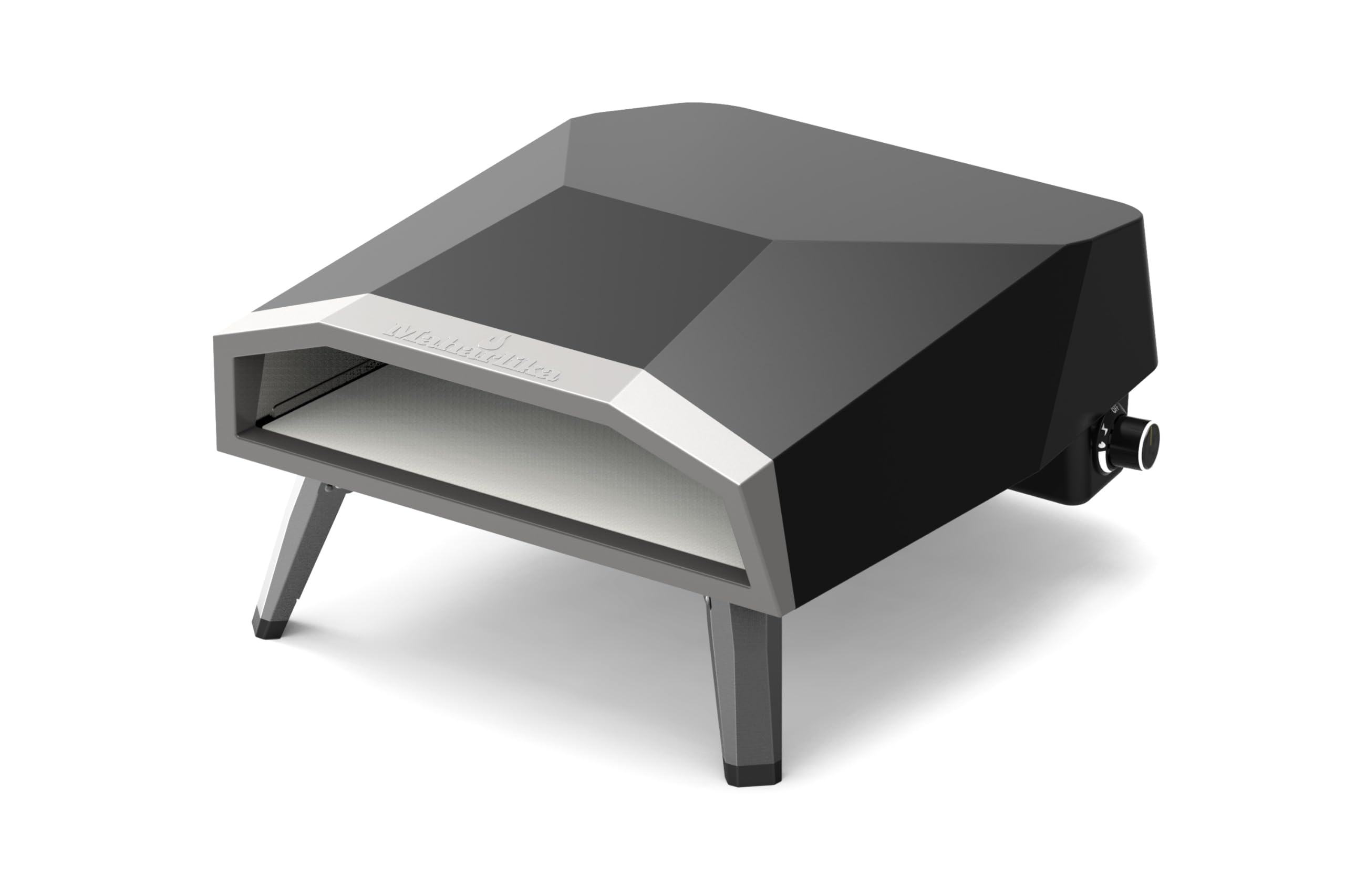ERATEC Gas Pizzaofen GPM-16, Silber Edelstahl, 80x60x50cm, Outdoor Gasbrenner mit Pizzastein und Druckregler, Freistehend für Garten und Terrasse