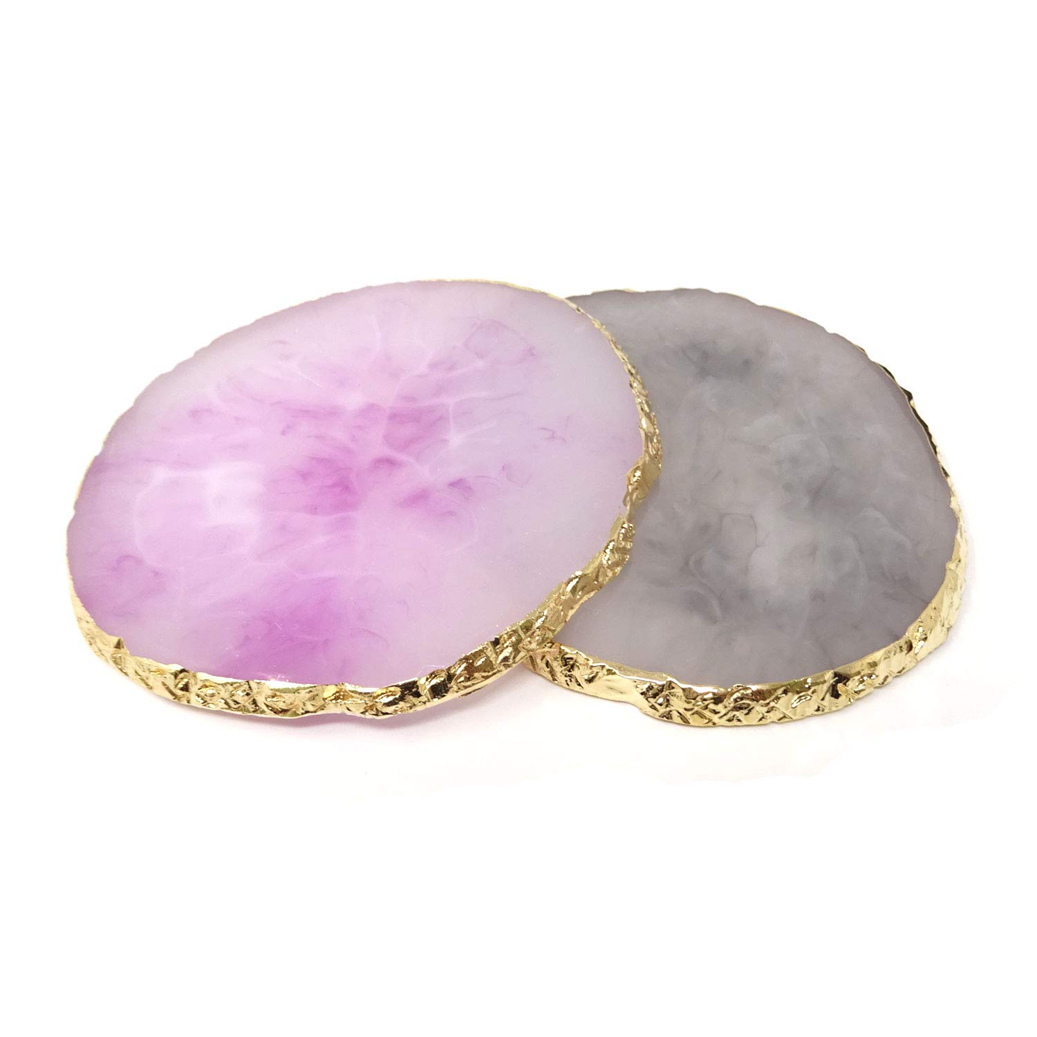 Honbay 2PCS Golden Edge Resin Nail Art Palettes Drawing Plates Manicure Display Tools for Women-image-5