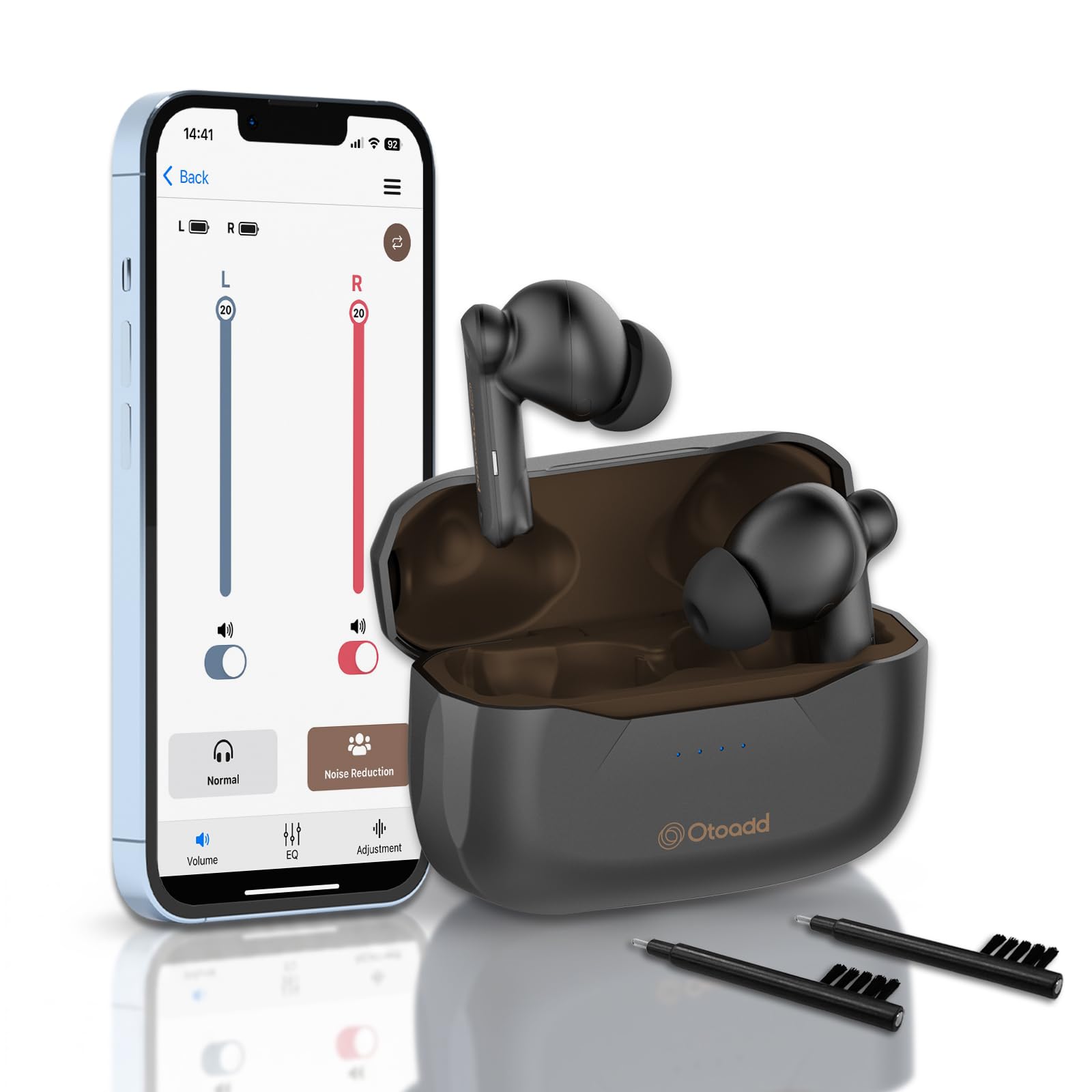 Otoadd F1-P OTC Hearing Aids for Seniors, AI Noise Reduction, Easy App Control with Adjustable EQ, Rechargeable & Invisible Hearing Amplifier, Bluetooth App, Includes 2 Cleaning Brushes