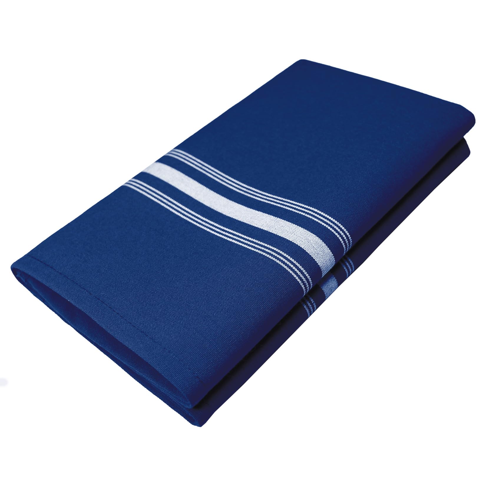 Bistro - Juego de 12 servilletas de tela a rayas, lavables de 45,7 x 55,8 cm, calidad comercial, reutilizables, no se planchan, no se decoloran, color azul rey con rayas invertidas