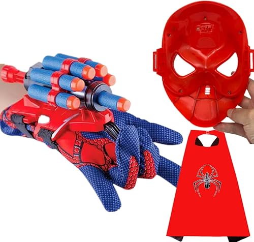 Superherotoys para niños de 4 a 10 años, lanzadores de tela y máscaras, lanzador de plástico para muñeca, ropa de superhéroe para niños, juguetes