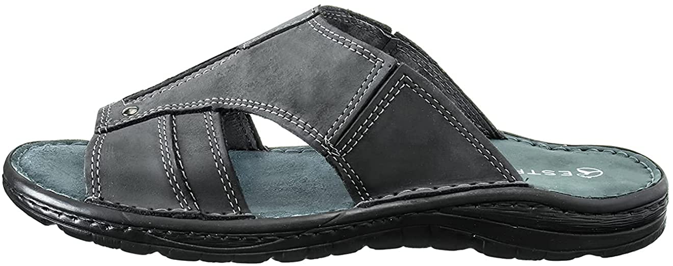 ESTRO Ciabatte Uomo Estive Pelle - Sandali Uomo Ciabatte in Pelle con Suola Gomma Antiscivolo s1