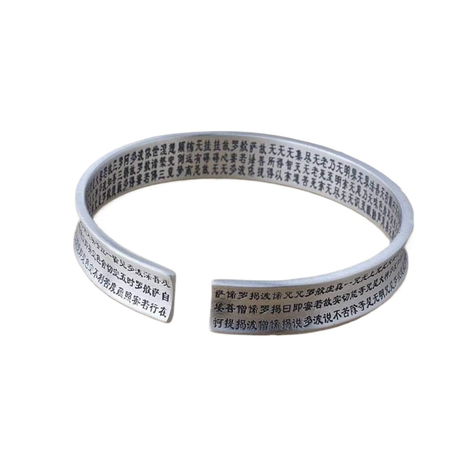 Bracciale in argento, bracciale rigido alla moda, braccialetto in argento 999 femminile con detti buddisti buddisti Bracciale in argento con apertura concava. Come mostrato, i braccialetti possono ess