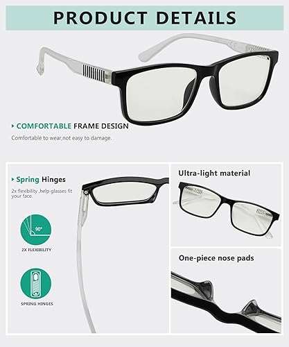 Miniatura 4 de Eyekepper Gafas de lectura progresivas multifocal, bloqueo de luz azul, para hombres, sin línea, multifocales, Negro-mr008n