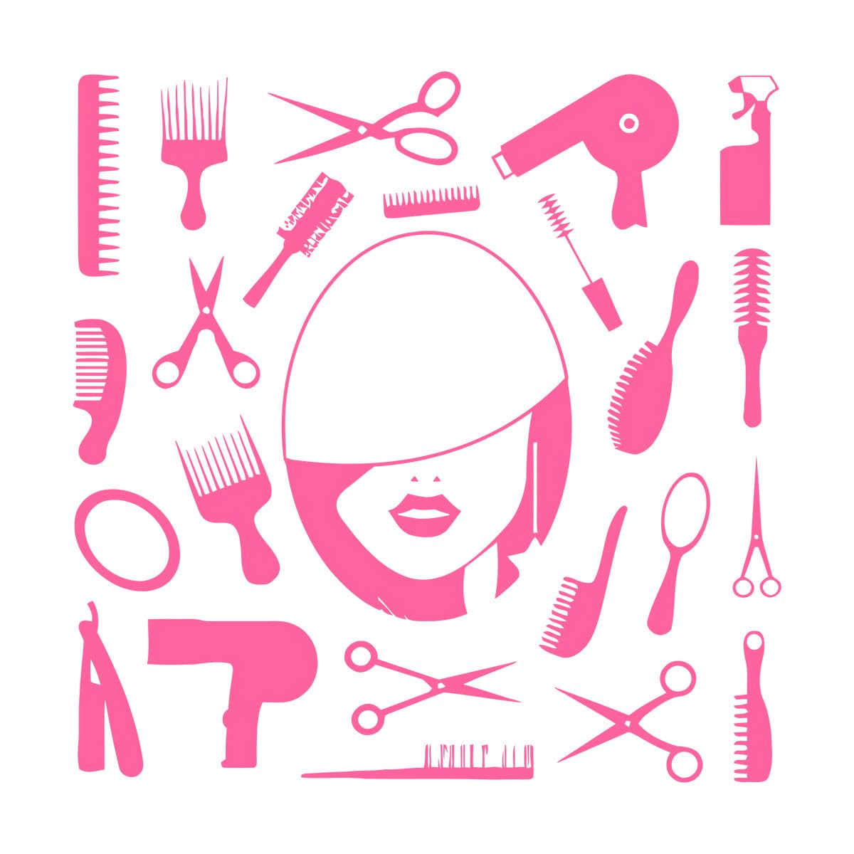 Lzhouting Wall Stickers 6242 Barbershop Vinyl Wall Decal Hairdresser Beauty Salon Wall Sticker Hair Stylist Wall Art Mural Wallpaper For Shop Window Large - 58X58cm