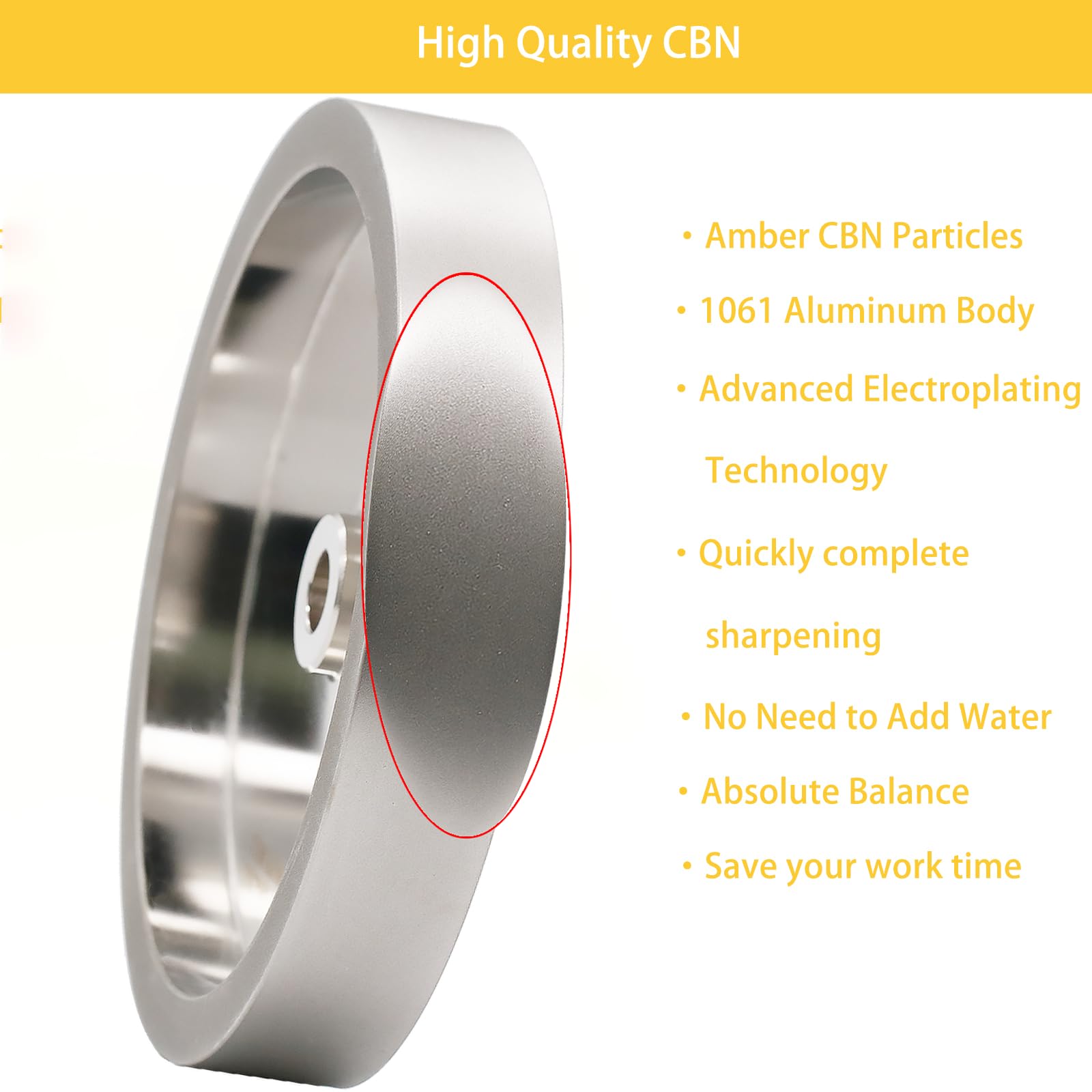 Muela CBN de 20,3 cm, grano 600, 2,5 cm de ancho, eje de 1,5 cm, cuerpo de aluminio, para afilar herramientas de acero rápido para todo tipo de amoladoras de banco de trabajo de 20,3 cm