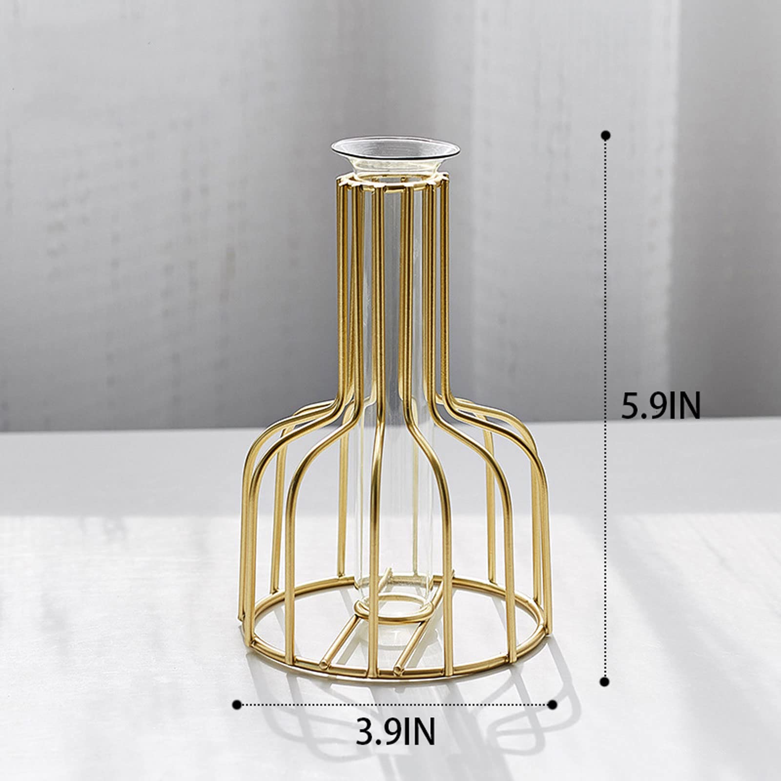 2 Pcs Gold Flower Vase with Metal Frame, Clear Glass Test Tube Vases Decorative - Image 2
