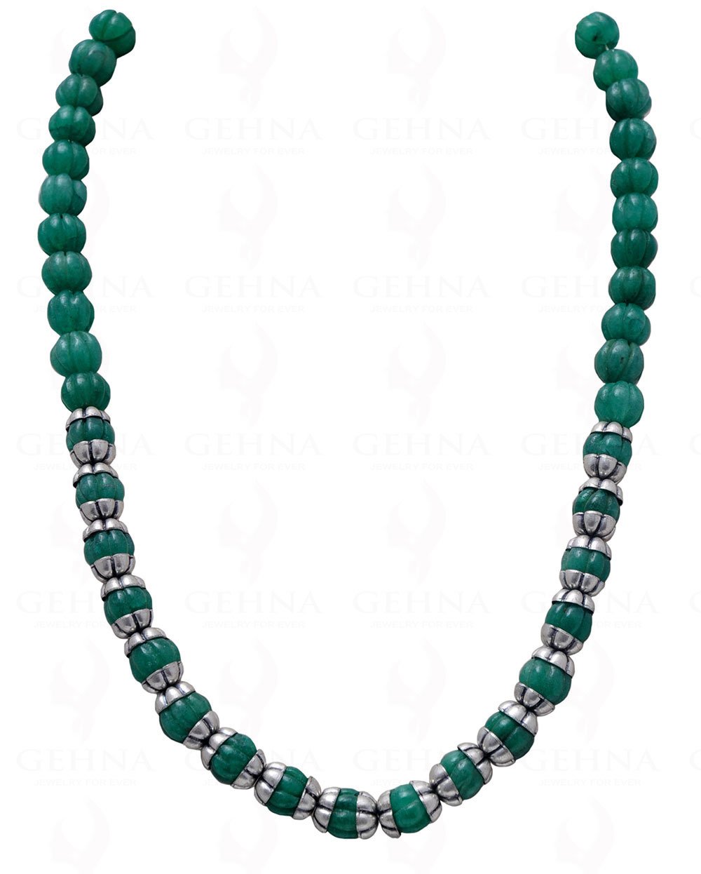 gehna Emerald Gemstone Round Melon Shaped Bead Strand-picture-44