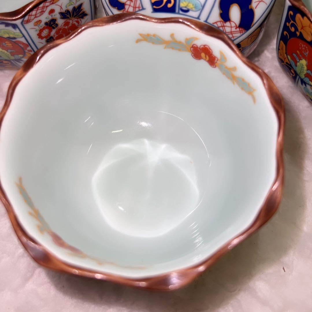 染錦 割絵山水・立鶴図 大小鉢 2点】古伊万里 染錦 割絵山水・立鶴図